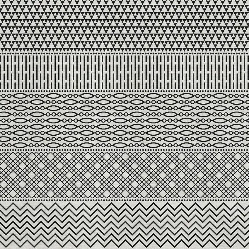 White And Black Striped Washable Area Rug With UV Protection Photo 3