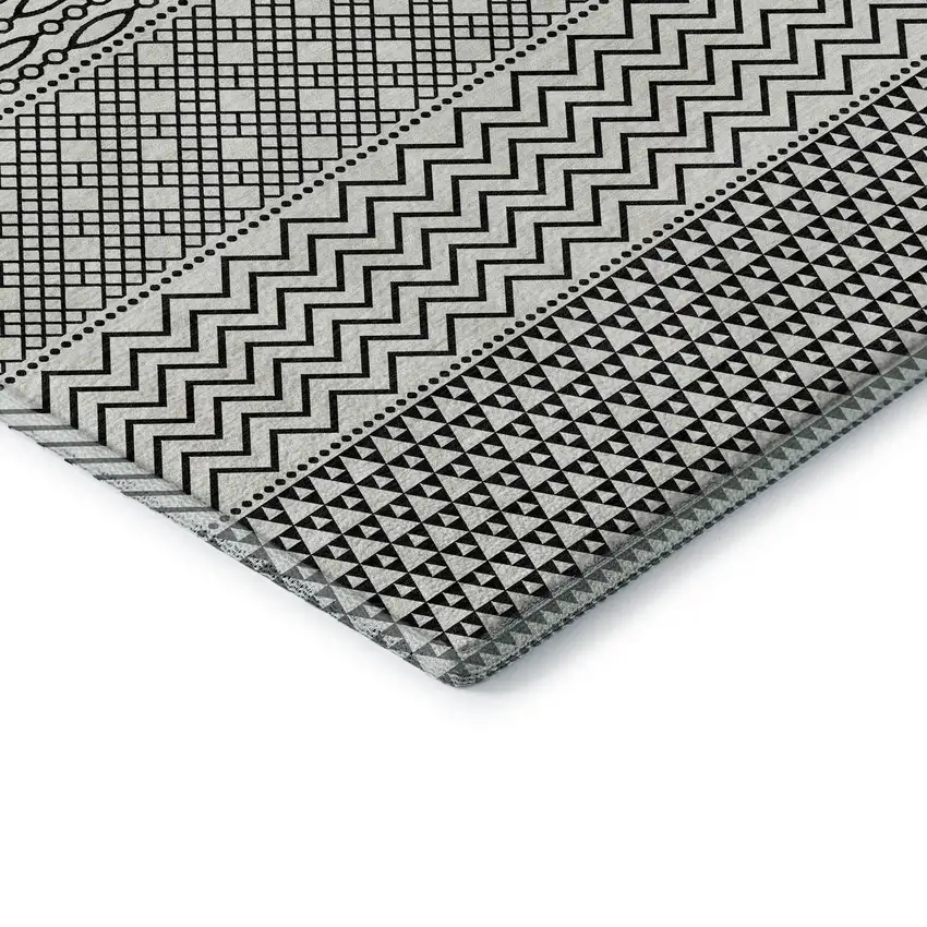 White And Black Striped Washable Area Rug With UV Protection Photo 7