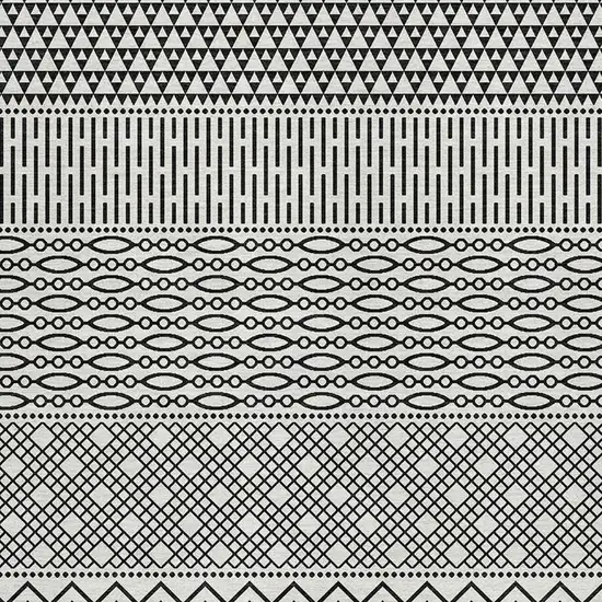 White And Black Striped Washable Area Rug With UV Protection Photo 2