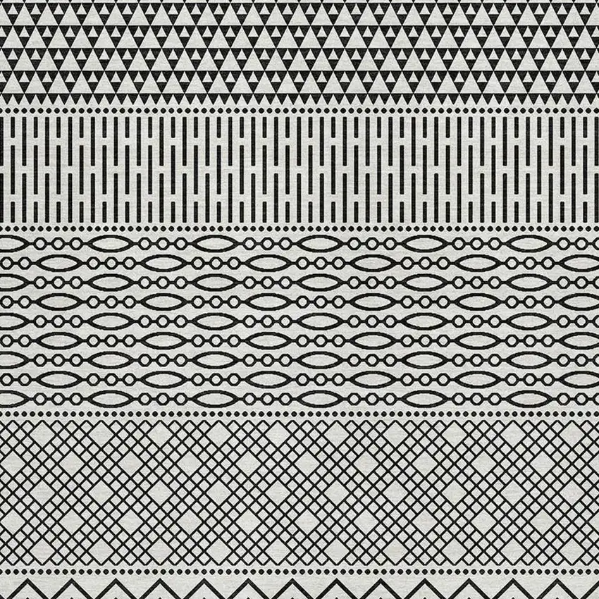 White And Black Striped Washable Area Rug With UV Protection Photo 2