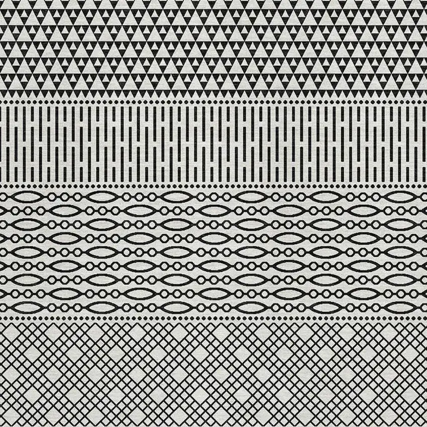 White And Black Striped Washable Area Rug With UV Protection Photo 2