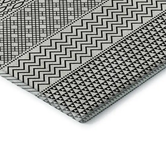 White And Black Striped Washable Area Rug With UV Protection Photo 7