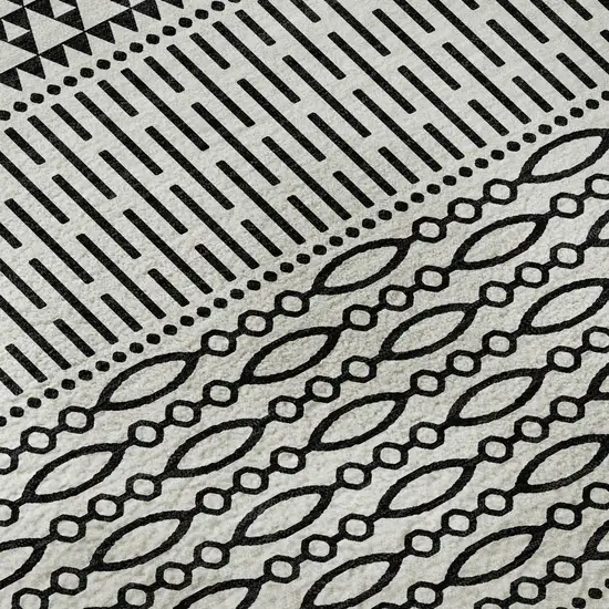 White And Black Striped Washable Area Rug With UV Protection Photo 9