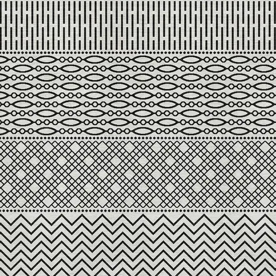 White And Black Striped Washable Area Rug With UV Protection Photo 2