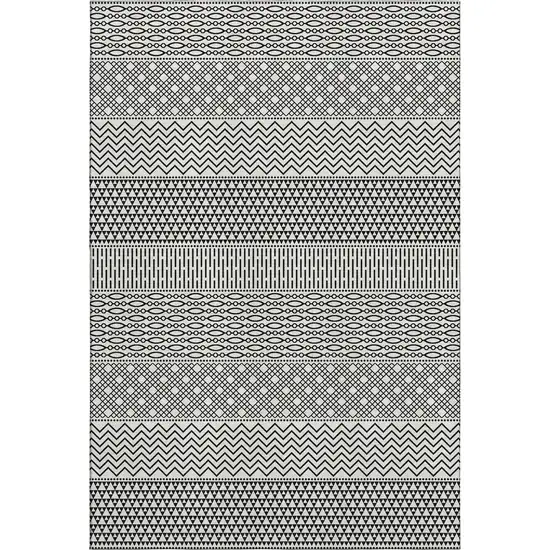 White And Black Striped Washable Area Rug With UV Protection Photo 1