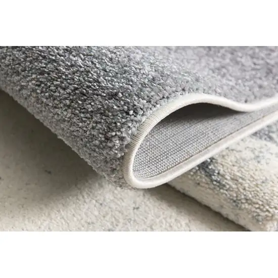 8' Blue and White Abstract Power Loom Runner Rug Photo 7