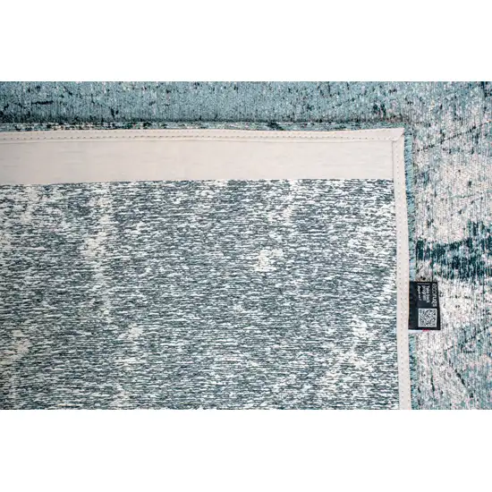 White And Blue Abstract Washable Area Rug With UV Protection Photo 6