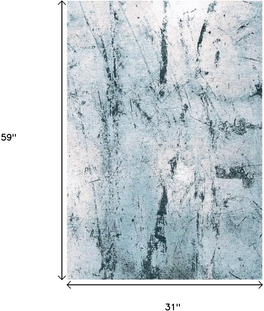 White And Blue Abstract Washable Area Rug With UV Protection Photo 8
