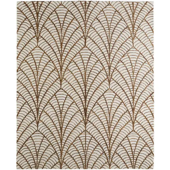 White And Brown Wool Ikat Hand Tufted Area Rug Photo 7