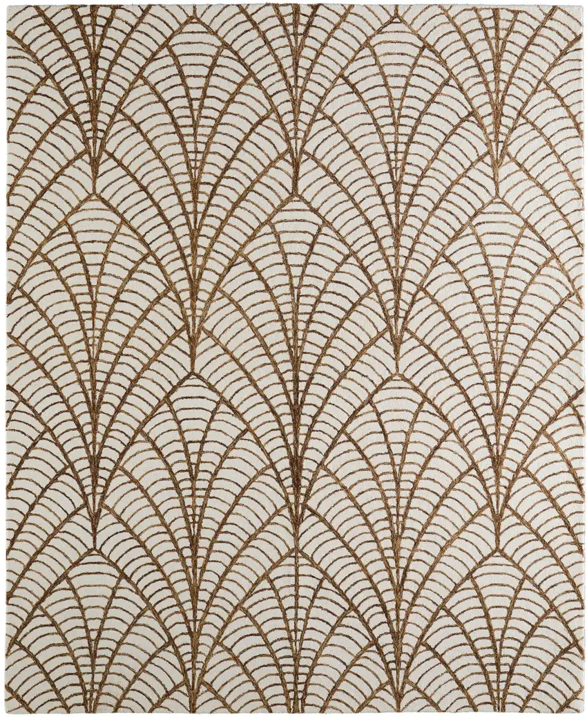 White And Brown Wool Ikat Hand Tufted Area Rug Photo 7