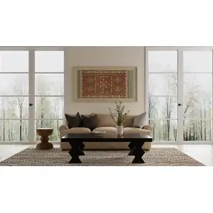 Photo of White And Brown Wool Ikat Hand Tufted Area Rug