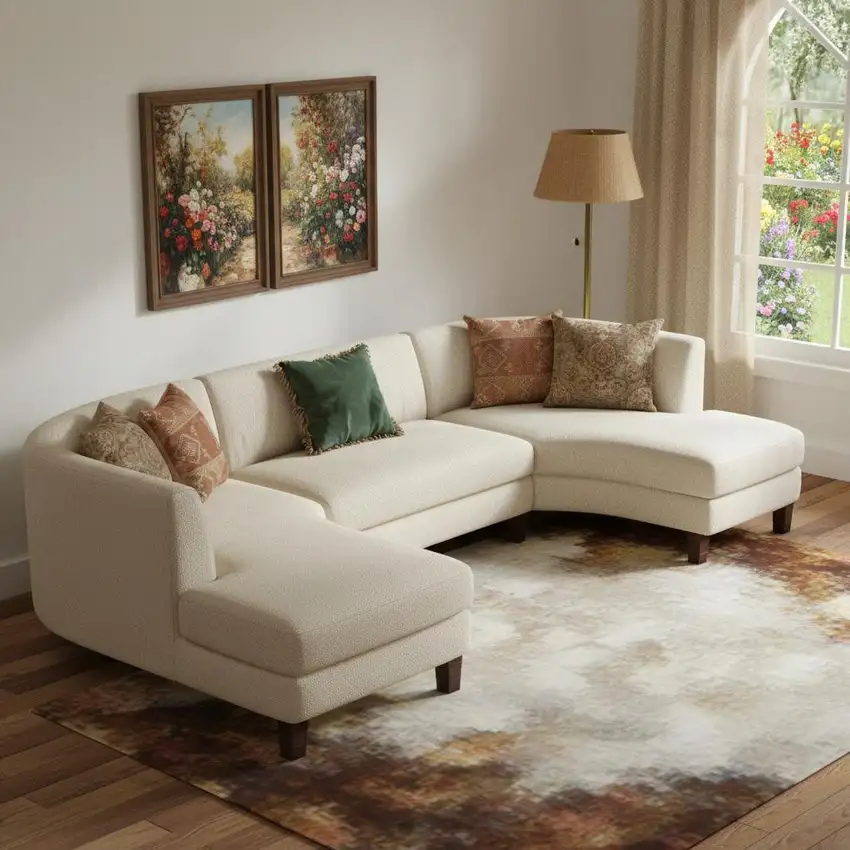 White And Brown Wool Ikat Hand Tufted Area Rug Photo 1