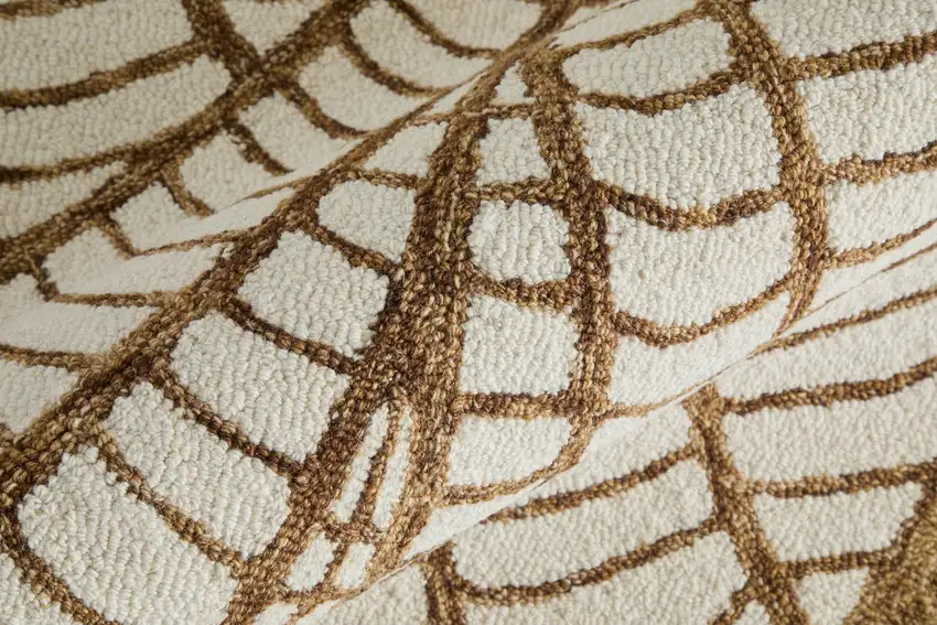 White And Brown Wool Ikat Hand Tufted Area Rug Photo 3