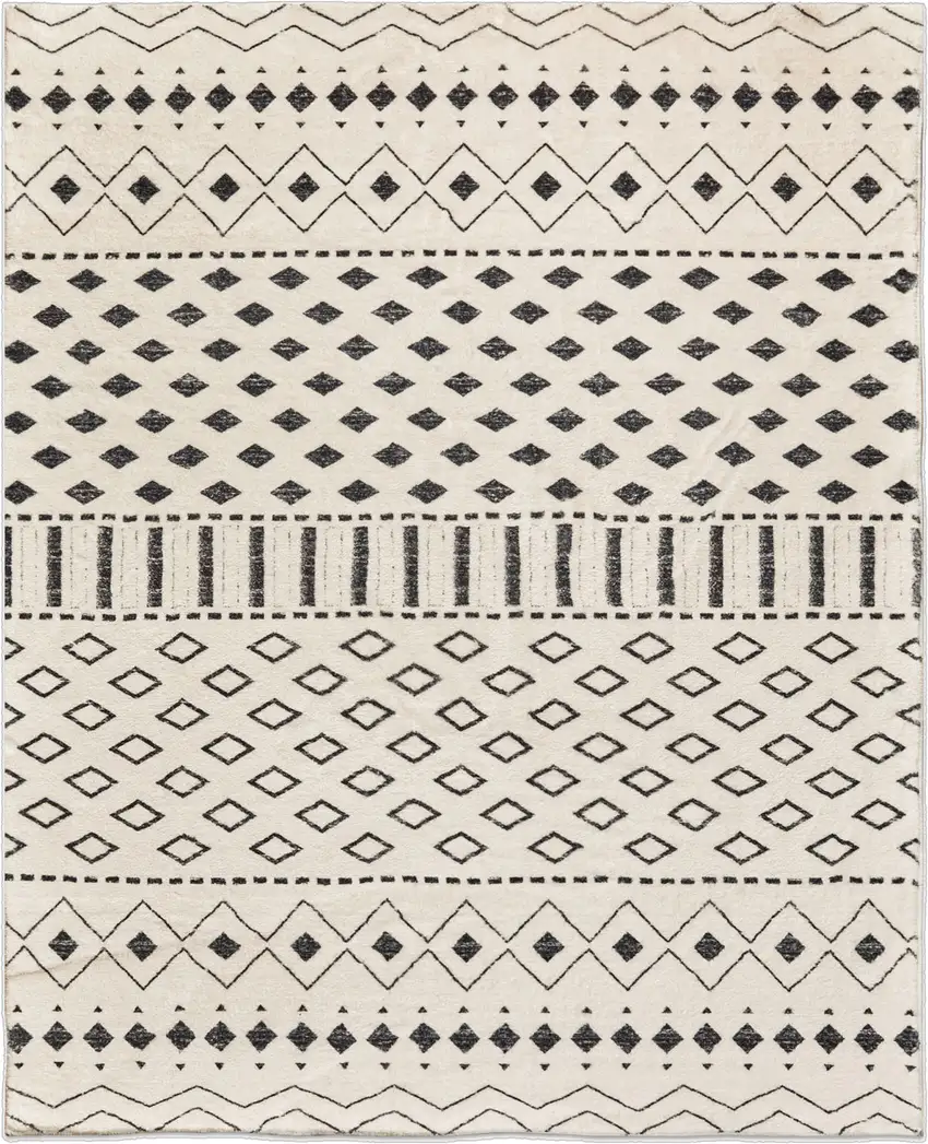 White And Charcoal Geometric Area Rug Photo 2