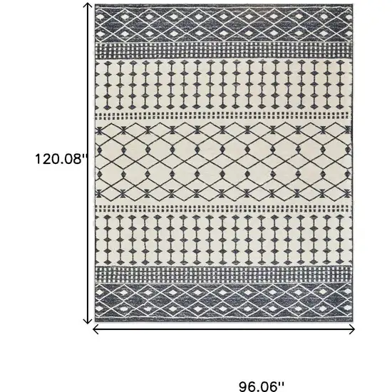 White And Charcoal Geometric Area Rug Photo 3