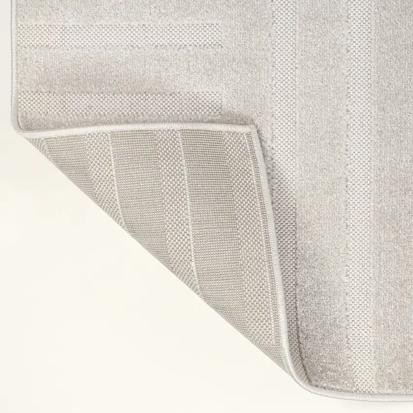 White And Cream Striped Indoor Outdoor Area Rug Photo 9