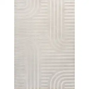 Photo of White And Cream Striped Indoor Outdoor Area Rug