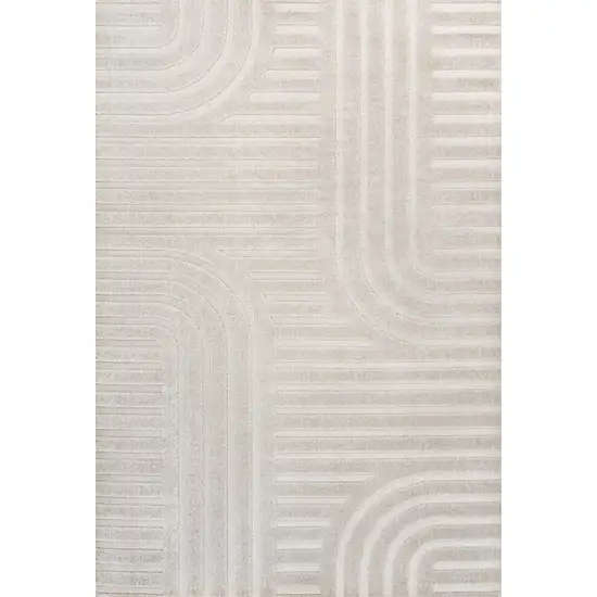 White And Cream Striped Indoor Outdoor Area Rug Photo 1