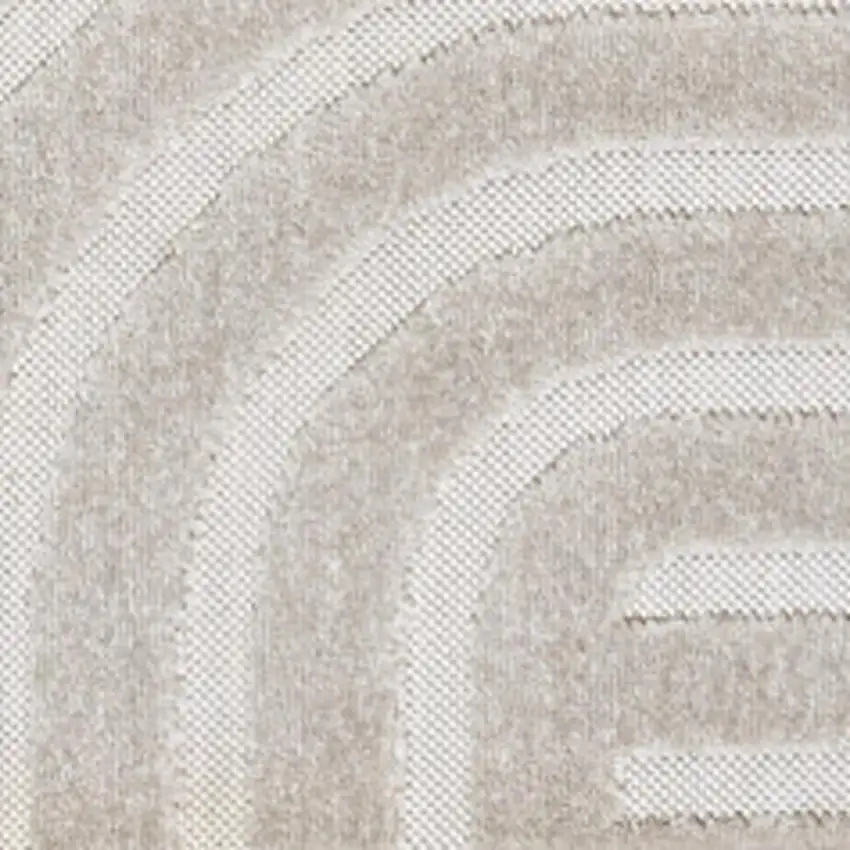White And Cream Striped Indoor Outdoor Area Rug Photo 2