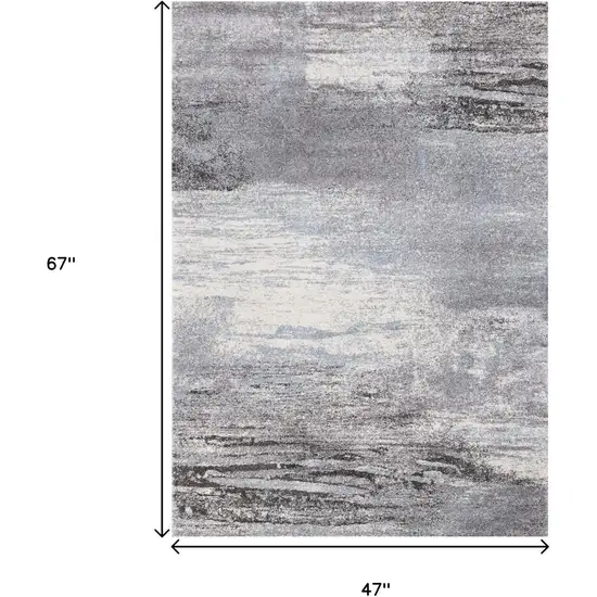 White And Gray Abstract Area Rug Photo 3