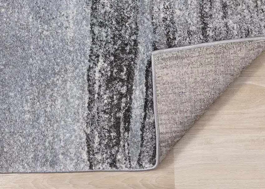 White And Gray Abstract Area Rug Photo 7