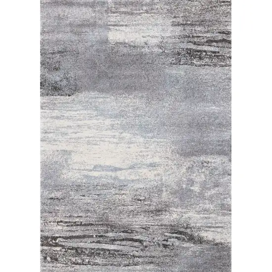 White And Gray Abstract Area Rug Photo 2