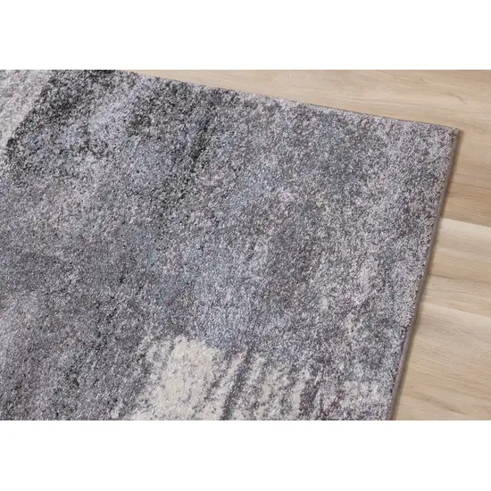 White And Gray Abstract Area Rug Photo 6