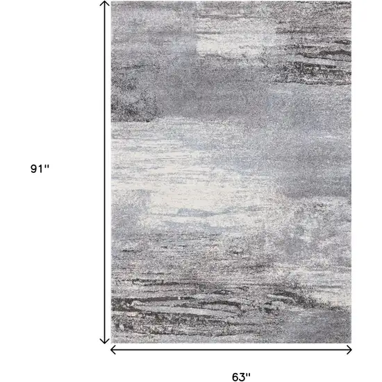 White And Gray Abstract Area Rug Photo 3