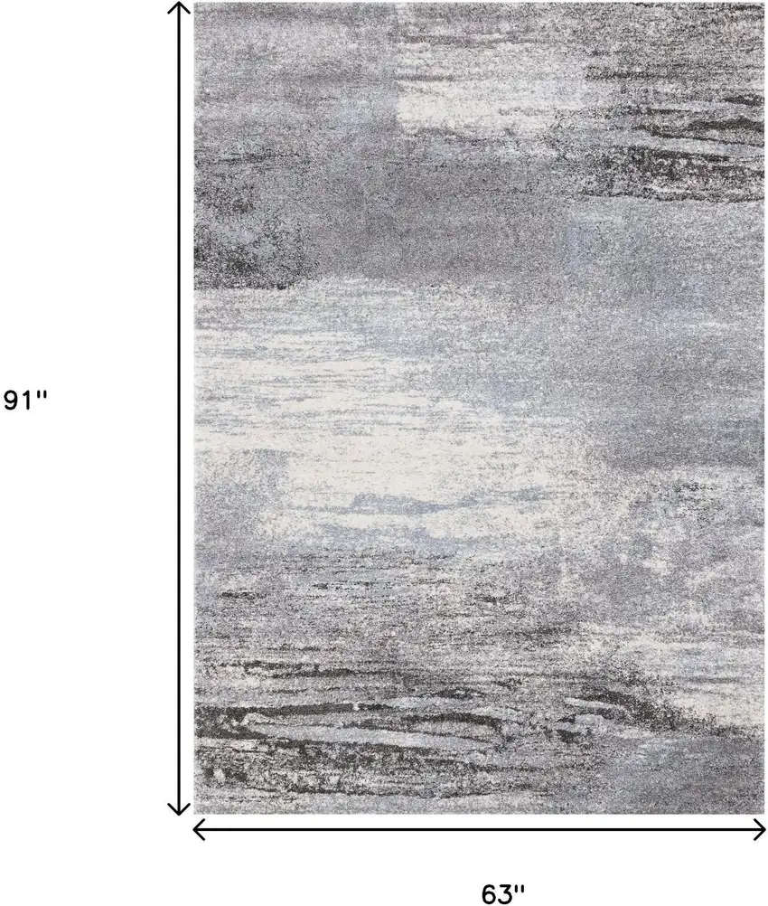 White And Gray Abstract Area Rug Photo 3