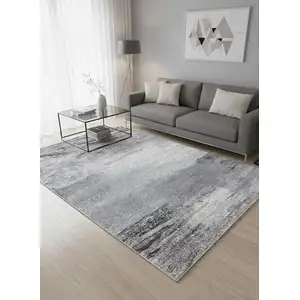 Photo of White And Gray Abstract Area Rug
