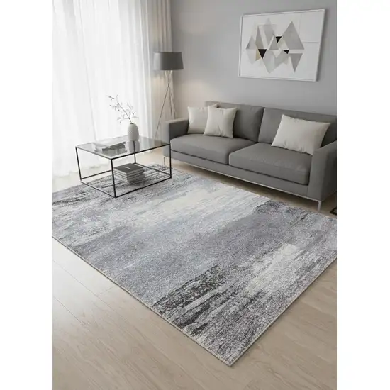 White And Gray Abstract Area Rug Photo 1