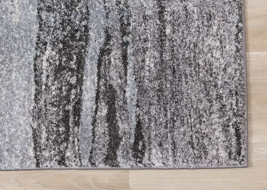 White And Gray Abstract Area Rug Photo 9