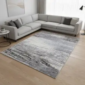 Photo of White And Gray Abstract Area Rug