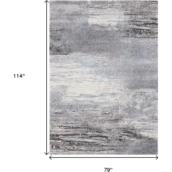 White And Gray Abstract Area Rug Photo 3