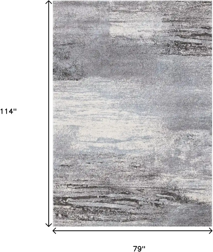 White And Gray Abstract Area Rug Photo 3
