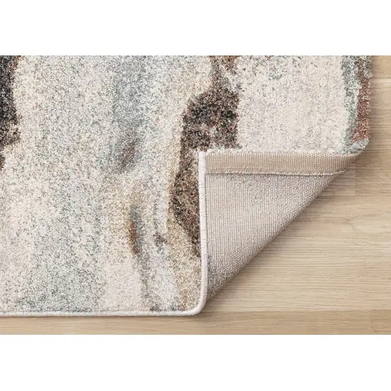 White And Gray Abstract Area Rug Photo 8