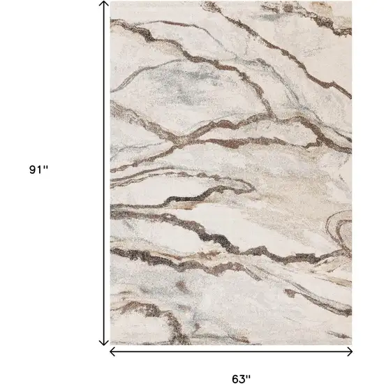 White And Gray Abstract Area Rug Photo 3