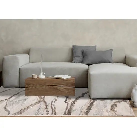 White And Gray Abstract Area Rug Photo 6