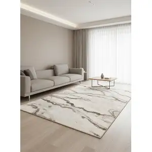 Photo of White And Gray Abstract Area Rug