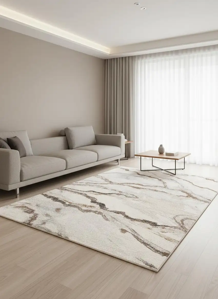 White And Gray Abstract Area Rug Photo 1