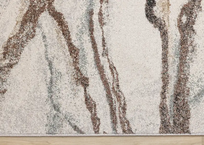 White And Gray Abstract Area Rug Photo 9