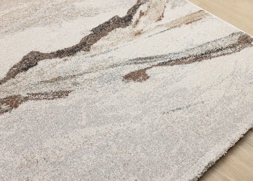 White And Gray Abstract Area Rug Photo 8