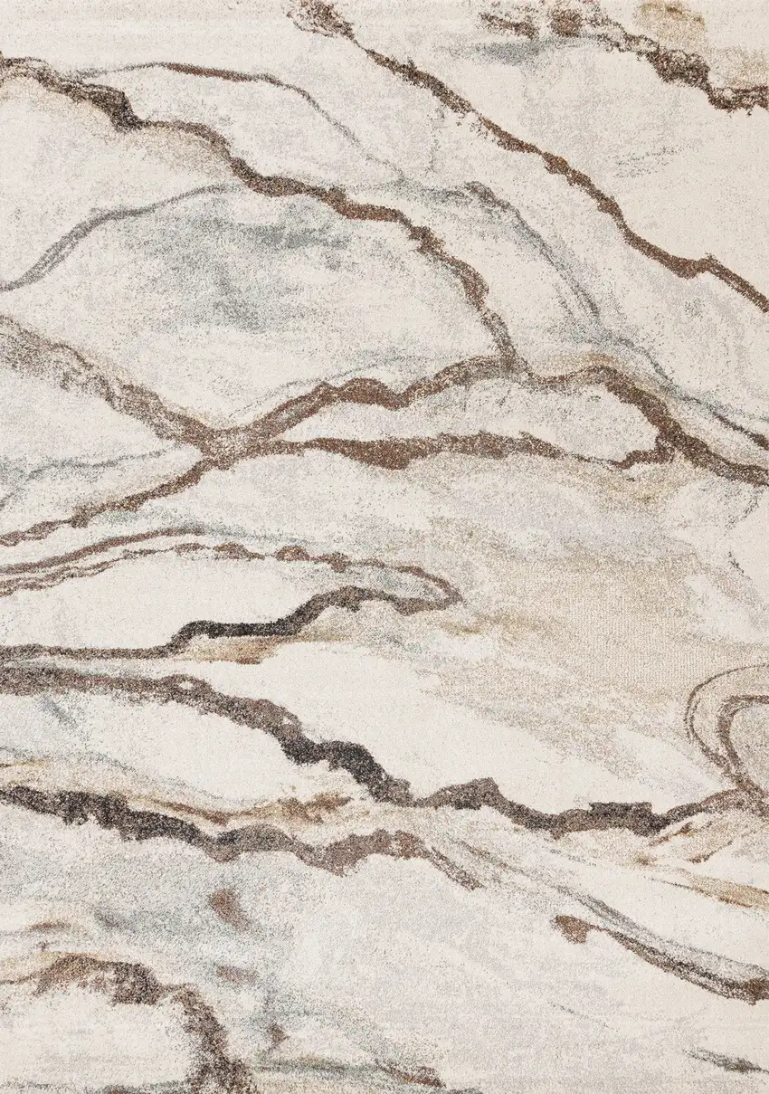 White And Gray Abstract Area Rug Photo 2