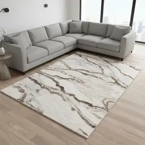 Photo of White And Gray Abstract Area Rug