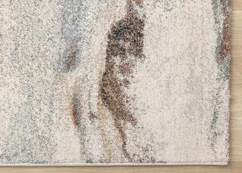 White And Gray Abstract Area Rug Photo 9