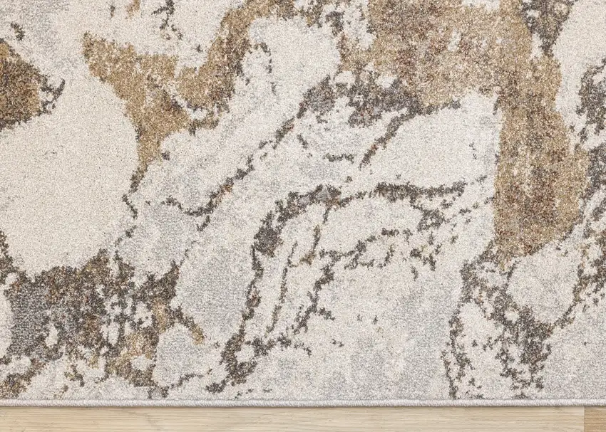 White And Gray Abstract Area Rug Photo 9