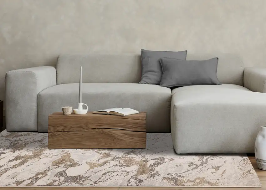 White And Gray Abstract Area Rug Photo 4