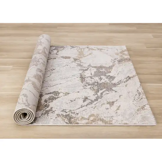 White And Gray Abstract Area Rug Photo 8