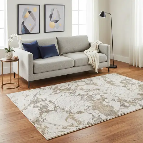White And Gray Abstract Area Rug Photo 1