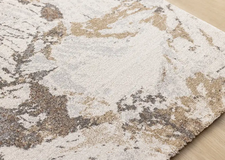 White And Gray Abstract Area Rug Photo 6